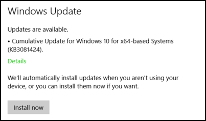 Win 10 force update install